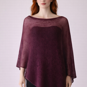 Burgundowe poncho z moheru