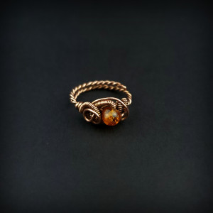 Bursztyn regulowany pierścionek z miedzi