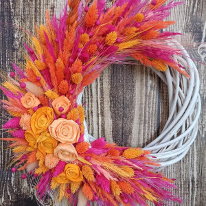 Całoroczny wianek dekoracyjny pink & orange 35/40 cm