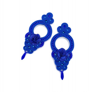 „Carmen” kolczyki sutasz chabrowe długie eleganckie z kwiatkiem