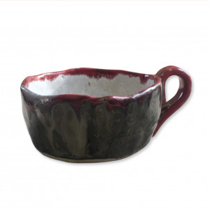 Ceramiczna filiżanka antracytowo-czerwona