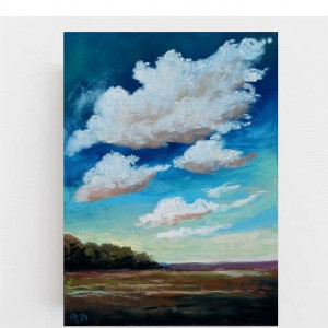 Chmury-rysunek  24/18 cm ,pastele suche