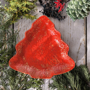 Choinka - czerwona patera dekoracyjna