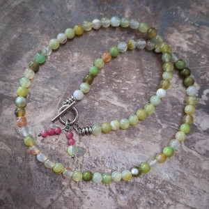 Choker agat toggle zawieszka rodonit