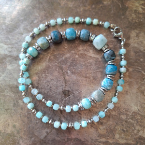 Choker amazonit i akwamaryn
