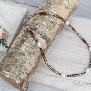 Choker Perły i Tygrysie Oko