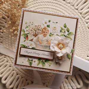 Chrzest Święty, kartka w pudełku beżowa personalizowana. c13