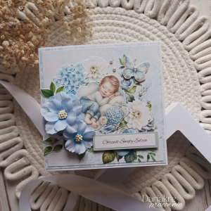 Chrzest święty, kartka w pudełku personalizowana dla chłopca, c6