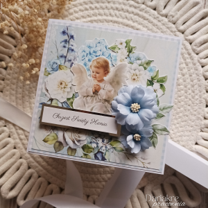 Chrzest Święty, kartka w pudełku z okazji chrztu, niebieska, c20