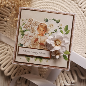 Chrzest Święty, personalizowana kartka w pudełku, beż, c12