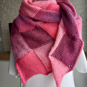 Chusta entralac ręcznie robiona na drutach - Eliza