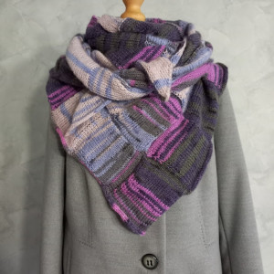 Chusta entralac w fioletach