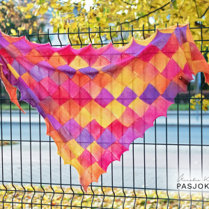 Chusta entrelac w komplecie z czapką