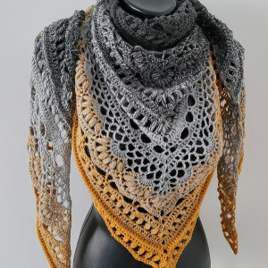 chusta - grafitowo-musztardowa