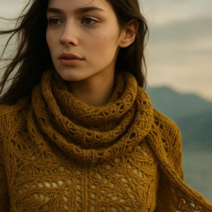 Chusta wełniana ażurowa