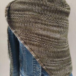 Chusta wełniana odcienie zieleni i oliwki na drutach