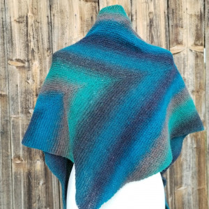 Chusta wełniana turkusowo-zielona "strzałka"