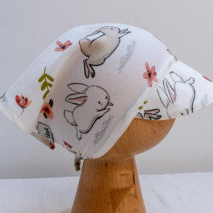 chustka na głowę bambus z daszkiem czapka wiązana króliczki