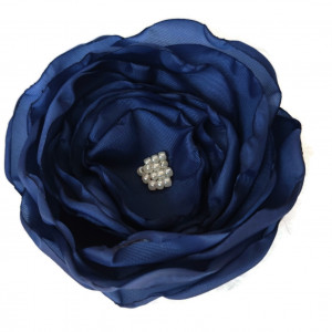 Ciemno niebieska  broszka kwiatek 8cm