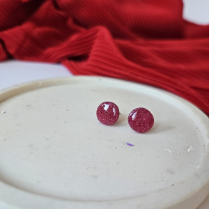 Ciemno różowe kolczyki koła świecące
