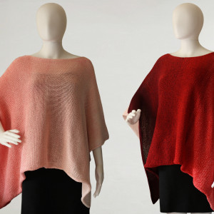 Cieniowane poncho wykonane z bawełny i akrylu