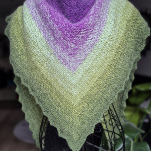 Ciepła chusta z dodatkiem alpaki zielono-fioletowa
