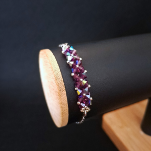 Crystal Square Amethyst - Delikatna bransoletka z kryształów Preciosa