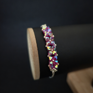 Crystal Square Fuchsia- Delikatna bransoletka z kryształów Preciosa