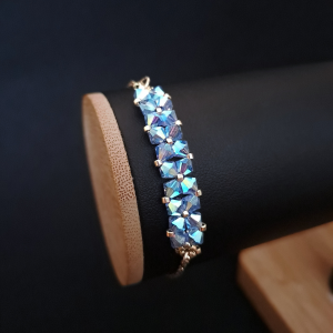 Crystal Square Sapphire - Delikatna bransoletka z kryształów Preciosa