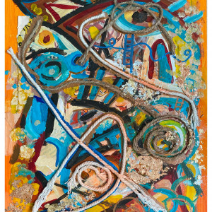 Cykl Kolory – Pomarańczowy: Doświadcz" – abstrakcja, kolaż