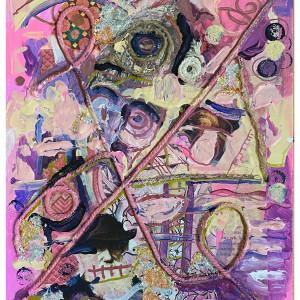 Cykl Kolory – Różowy: Zazdrość" – abstrakcja, kolaż