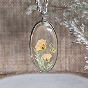 Cytrynowy bukiet srebrna zawieszka jajowata