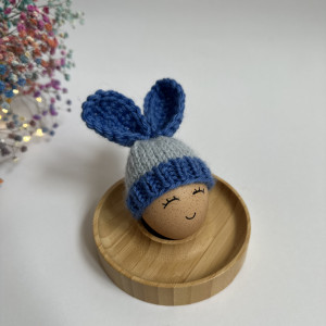 Czapeczka z uszami zająca na jajka wielkanocne (nieb-błęk)- 1 szt.