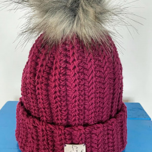 Czapka ciemny wrzos 100% wełny merino, wool-f