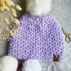 Czapka fiolet na szydełku