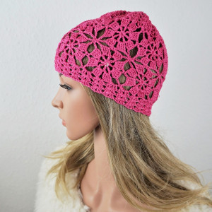 Czapka handmade amarant