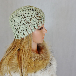 Czapka handmade pistacjowa