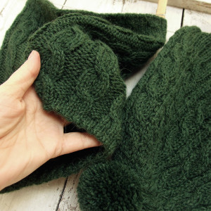 Czapka i komin z Alpaki, butelkowa ciemna zieleń