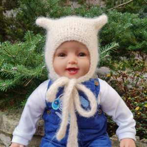 Czapka Kot Ecru alpaka/jedwab