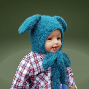 Czapka  Piesek w Kolorze Petrol z Alpaki i Merynosa