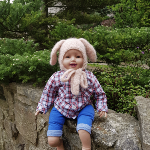 Czapka  Piesek Woda Różana z Alpaki i Merynosa