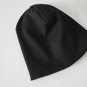 Czapka podwójna prążek czarna wiosna/jesień