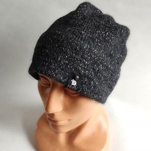 Czapka ręcznie robiona na drutach, kaszmir  melanż.