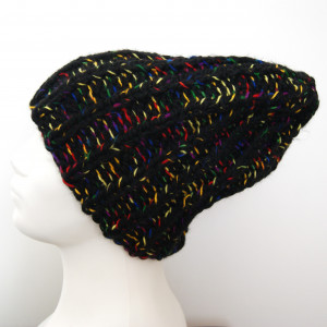 CZAPKA ręcznie wykonana na drutach z wełny NAKO Spaghetti