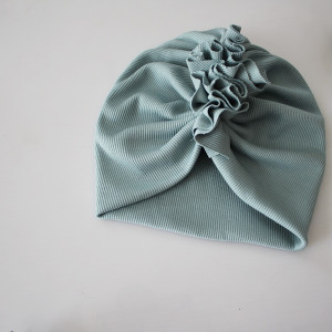 Czapka turban podwójna prążek brudny niebieski wiosna/jesień