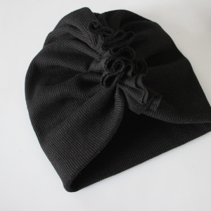 Czapka turban podwójna prążek czarny wiosna/jesień