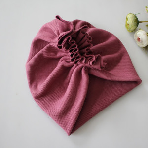 Czapka turban podwójna prążek wrzos wiosna/jesień