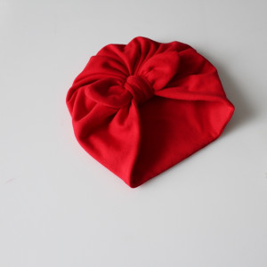 Czapka turban podwójny czerwony kokardka