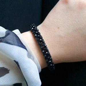 Czarna bransoletka z kryształków Firepolish