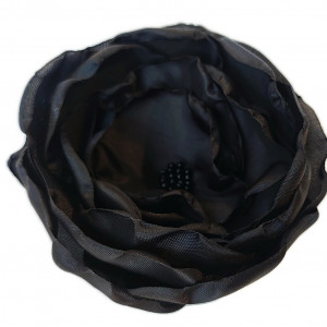 Czarna broszka kwiatek 8cm
